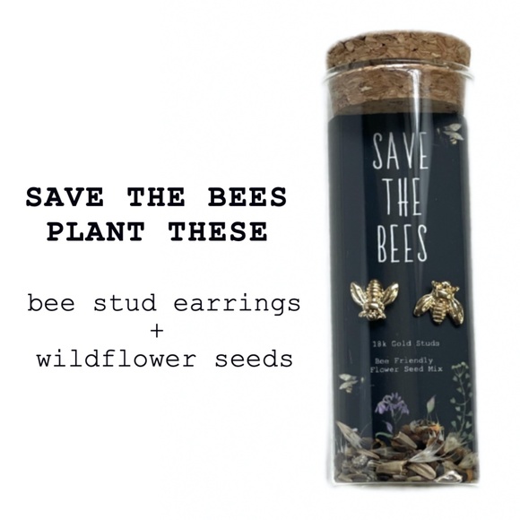 Save the Bees Stud Earrings. Bee Friendly Wildflower Mix - Picture 1 of 5